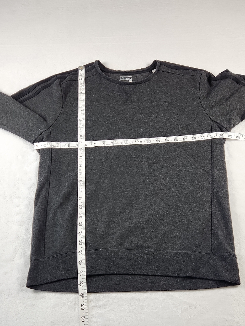 Adidas Essentials 3-Stripes Crewneck Sweatshirt Charcoal Gray Men's Large - Picture 5 of 13